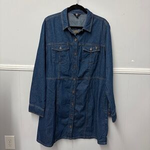 Frye Womens Denim Button Down Shirt Dress Size XL
